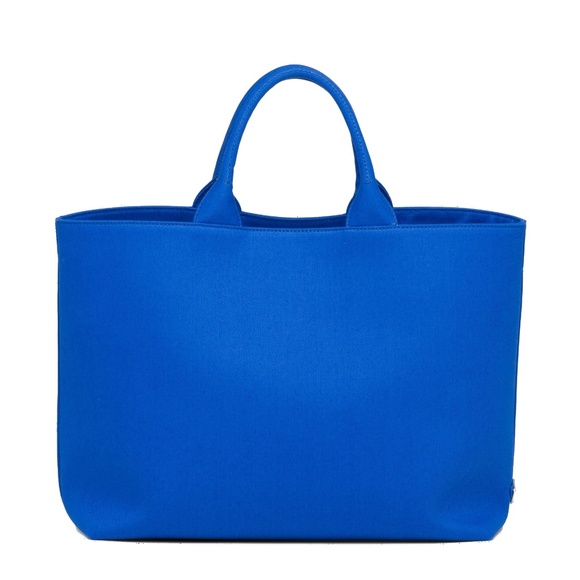 Prada Drill Shopping Shoulder Bag Blue Beach Tote 1BG395 New - Picture 3 of 5